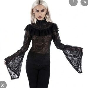 Killstar Gothic Black Lace Blouse